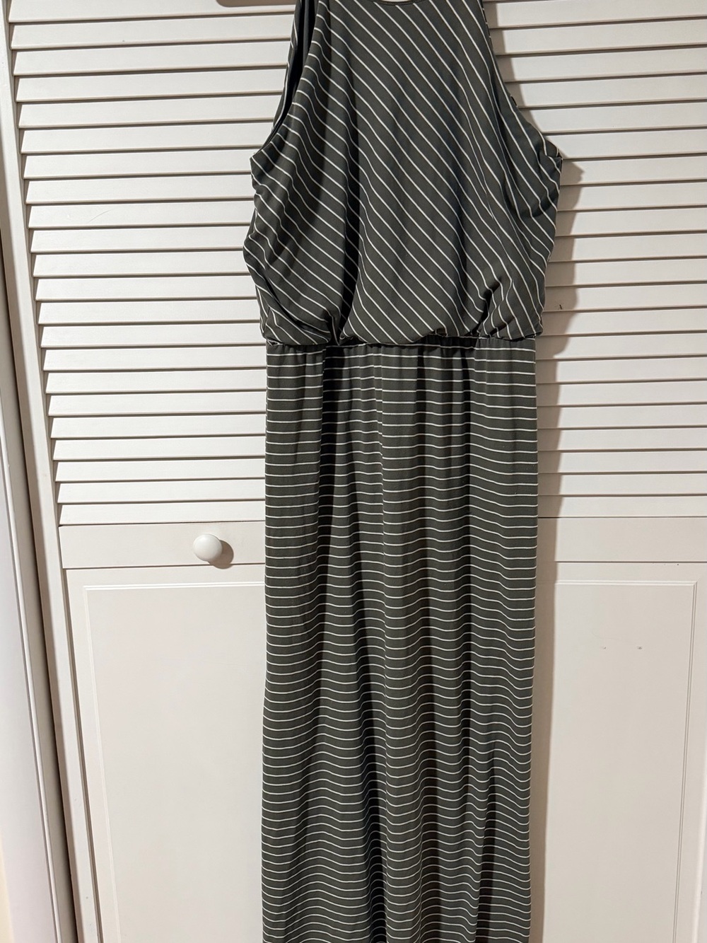 The Limited Olive Green and White Striped Tank Dress